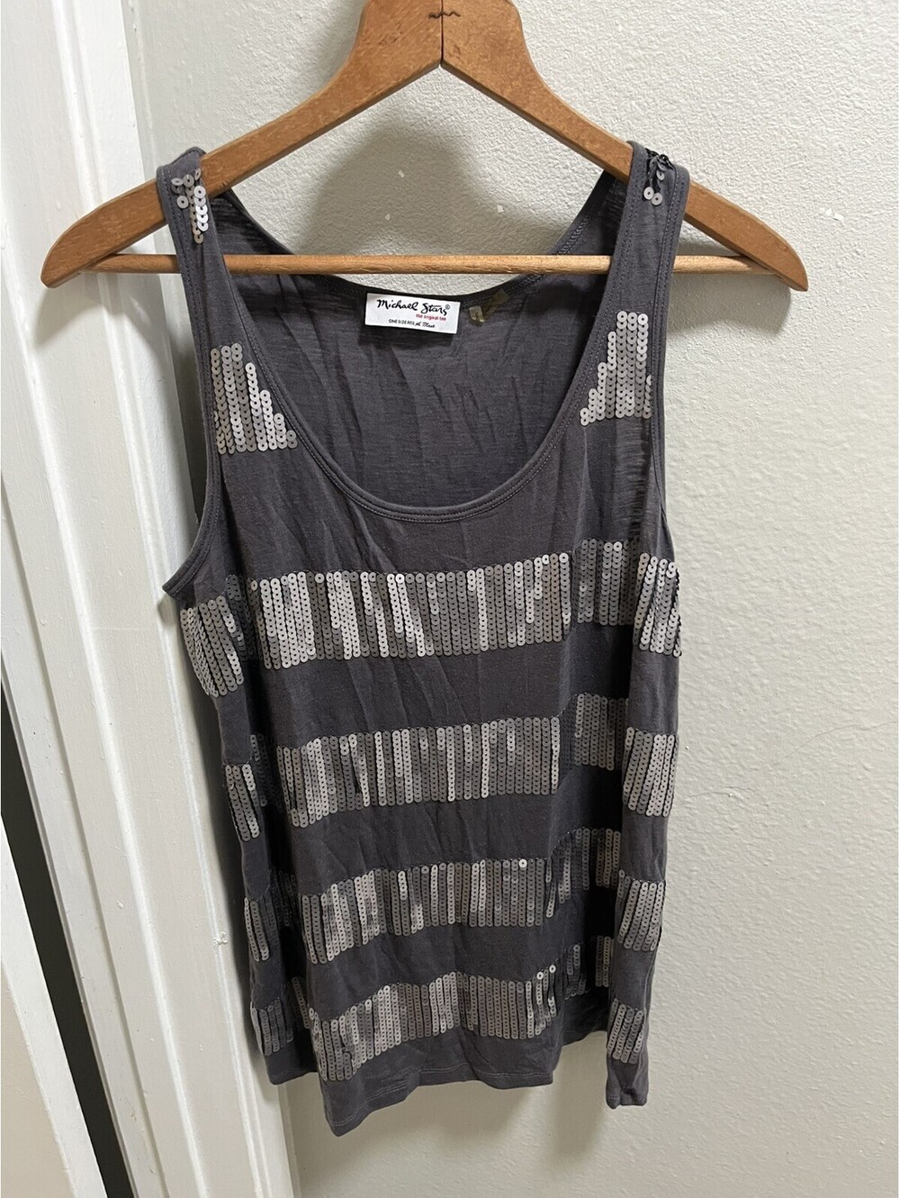 Y2K Michael Stars Gray Sequin Tank Top One Size